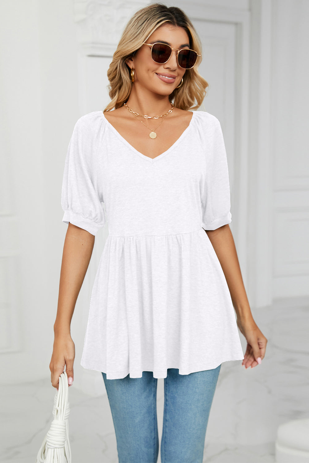 V-Neck Babydoll Top