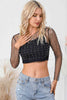 Pearl Long Sleeve Mesh Cropped Top