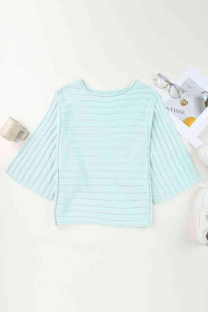 Round Neck Exposed Seams Pullover Top