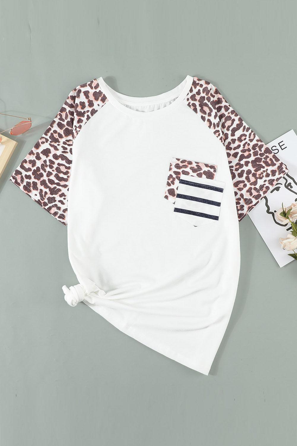 Plus Size Mixed Print Contrast Tee Shirt - BELLATRENDZ