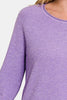 Zenana Rolled Round Neck Long Sleeve Sweater
