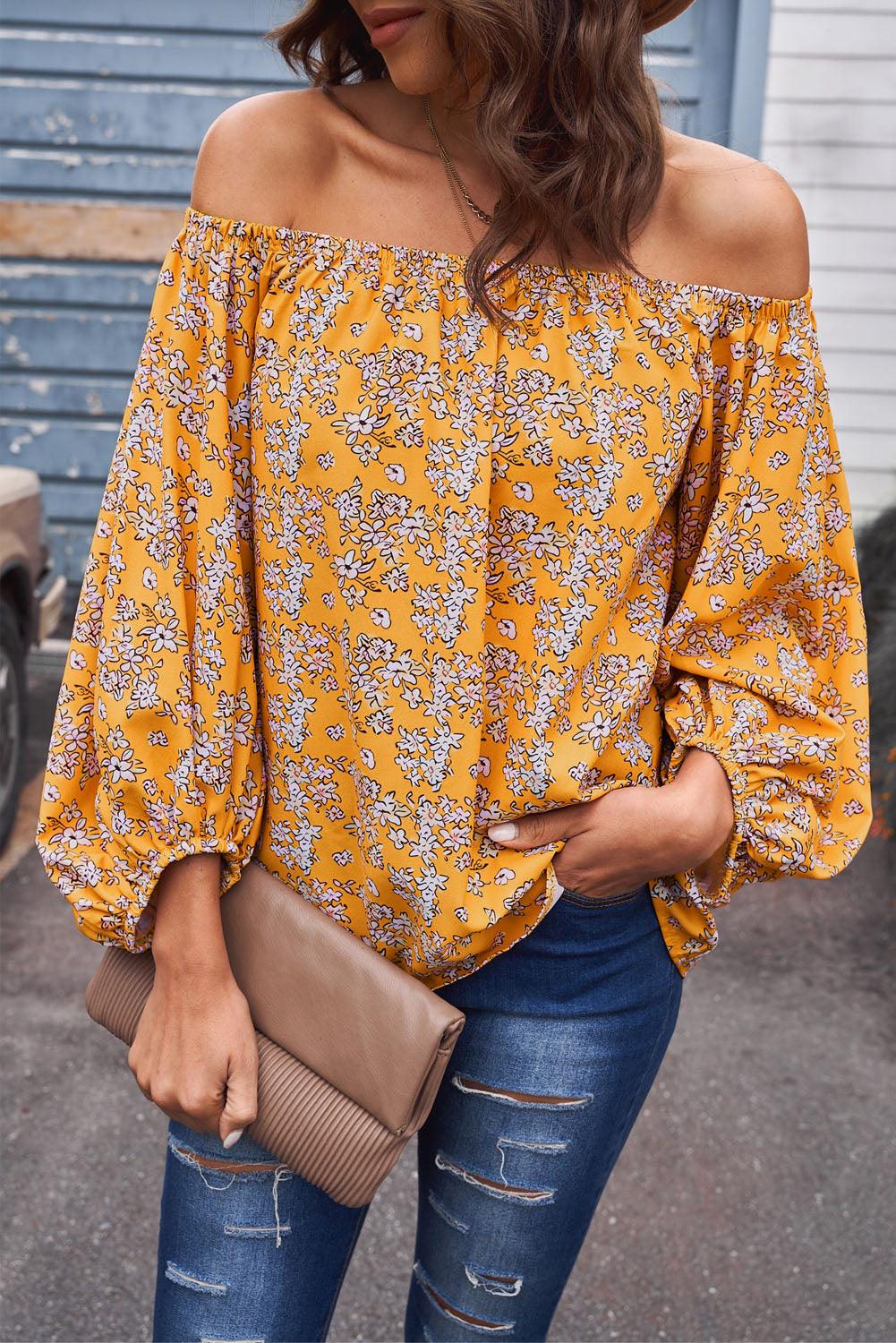 Off-Shoulder Balloon Sleeve Top - BELLATRENDZ