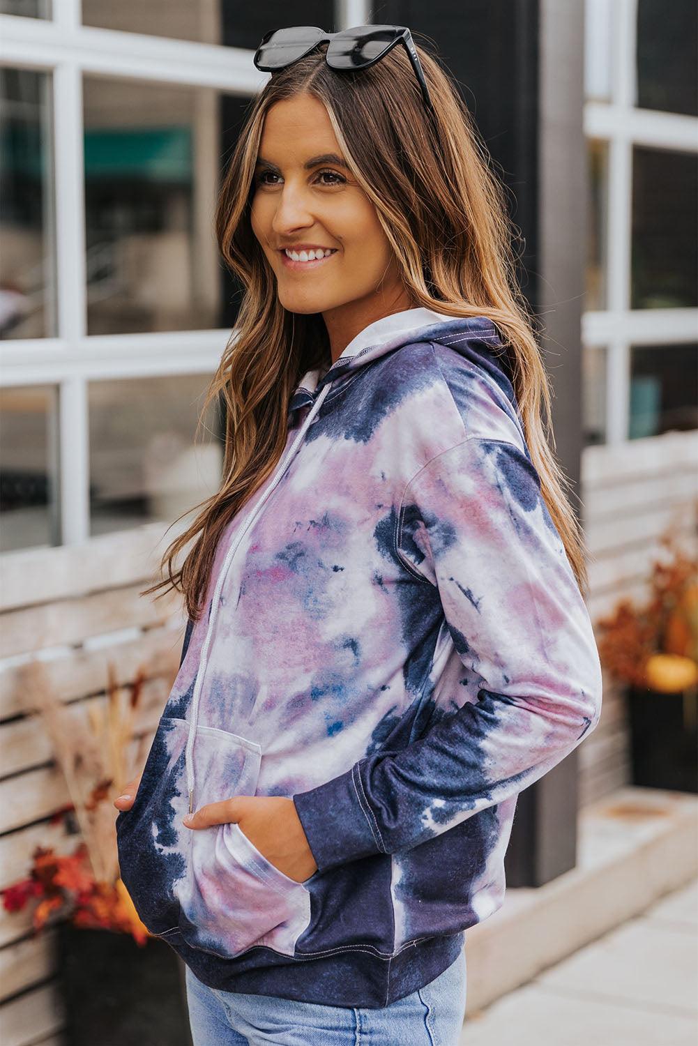 Tie-Dye Dropped Shoulder Hoodie - BELLATRENDZ