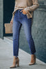 High Waist Raw Hem Skinny Jeans - BELLATRENDZ