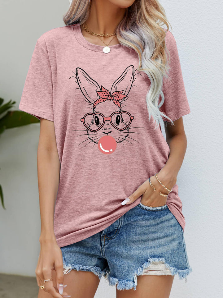 Easter Bunny Graphic Round Neck T-Shirt - BELLATRENDZ