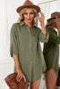 Solid Button Up Drop Shoulder Blouse - BELLATRENDZ