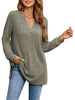 Slit Notched Pocketed Long Sleeve T-Shirt
