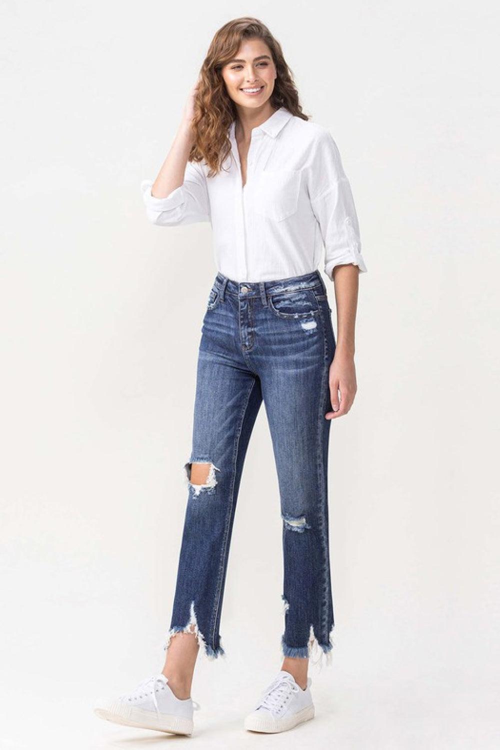 Lovervet Jackie Full Size High Rise Crop Straight Leg Jeans - BELLATRENDZ