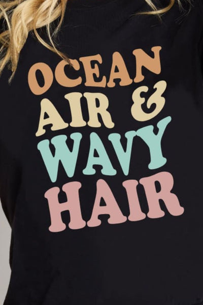 Simply Love OCEAN AIR & WAVY HAIR Graphic Cotton T-Shirt