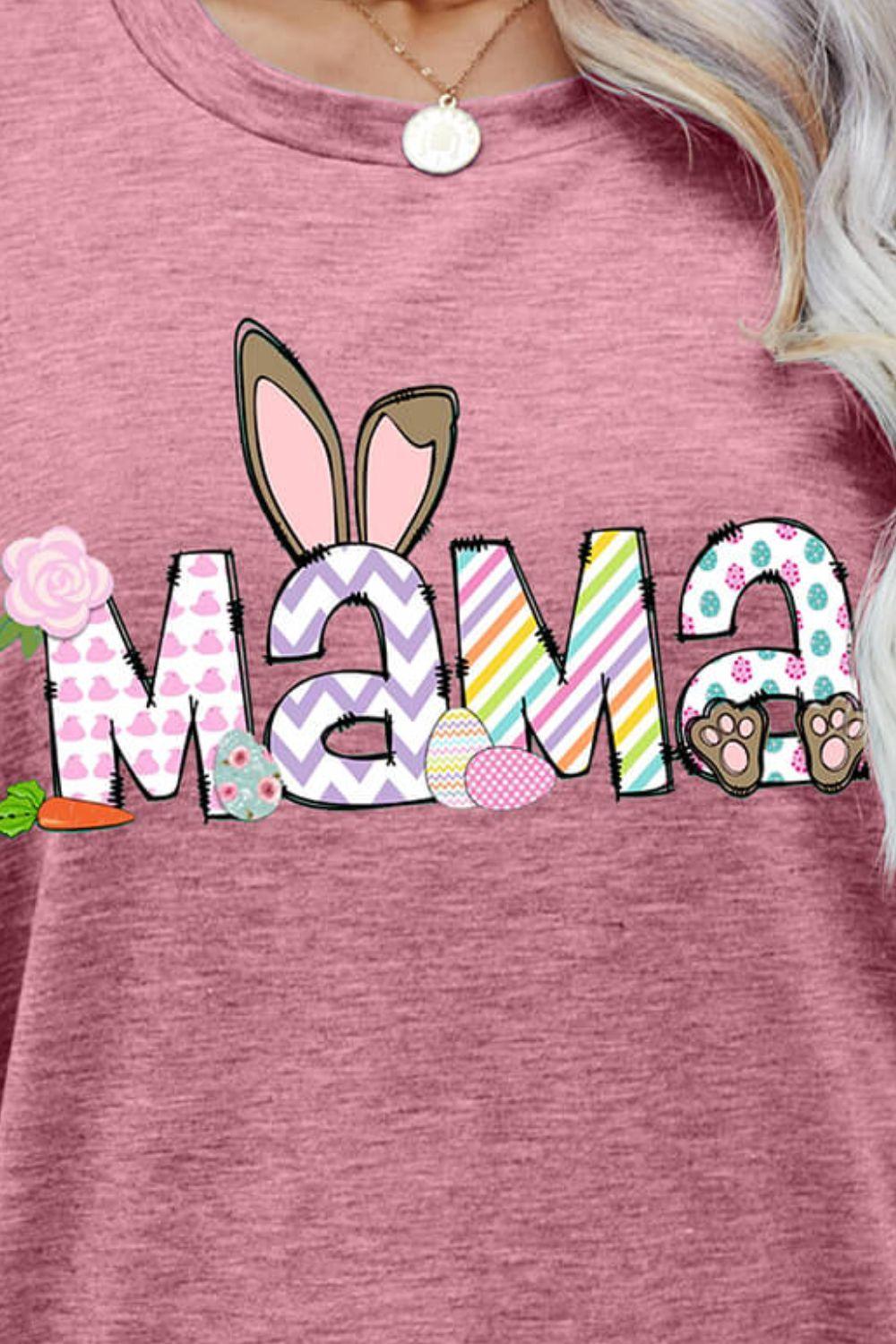 Easter MAMA Graphic Round Neck T-Shirt - BELLATRENDZ