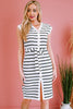 Striped Button Front Tie Waist Dress - BELLATRENDZ