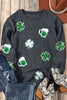 Lucky Clover Beer Sequin Round Neck Sweatshirt