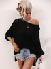 Boat Neck Cuffed Sleeve Slit Tunic Knit Top - BELLATRENDZ