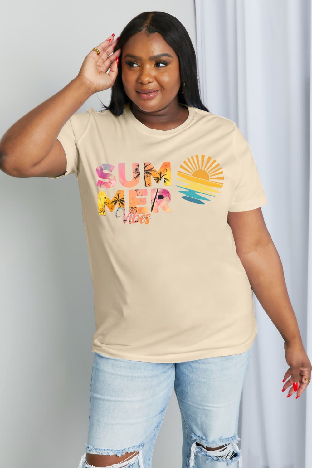 Simply Love Full Size SUMMER VIBES Graphic Cotton Tee