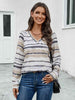 Striped V-Neck Long Sleeve T-Shirt