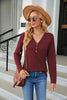 Cable-Knit Long Sleeve V-Neck T-Shirt