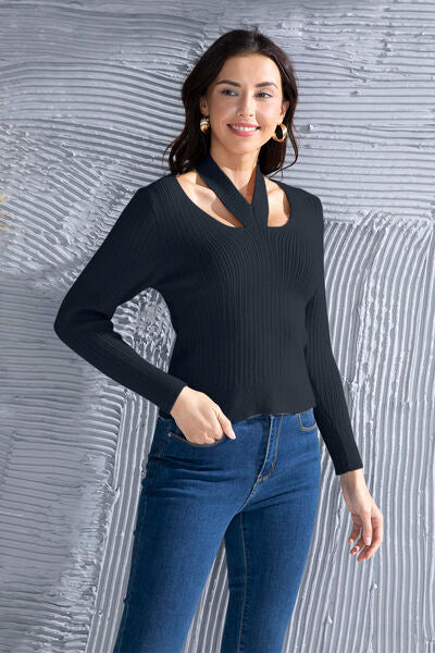 Halter Neck Long Sleeve Sweater