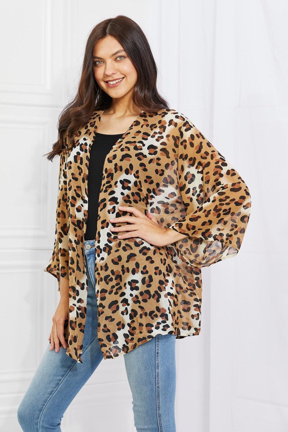 Melody Wild Muse Full Size Animal Print Kimono in Camel - BELLATRENDZ