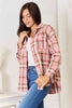 Double Take Plaid Collared Neck Long Sleeve Button-Up Shirt