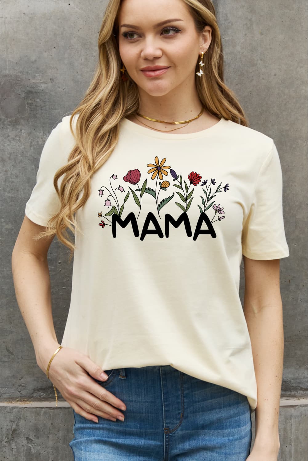 Simply Love Full Size MAMA Flower Graphic Cotton Tee