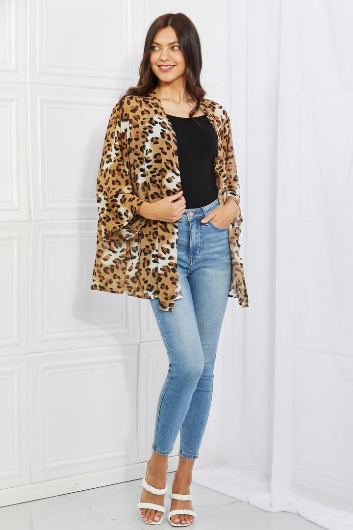 Melody Wild Muse Full Size Animal Print Kimono in Camel - BELLATRENDZ