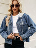 Drawstring Hooded Button Up Denim Jacket