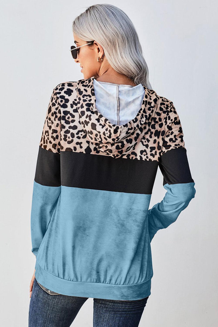 Leopard Color Block Hoodie - BELLATRENDZ