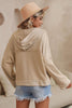 Quarter-Button Exposed Seam Dropped Shoulder Hoodie - BELLATRENDZ