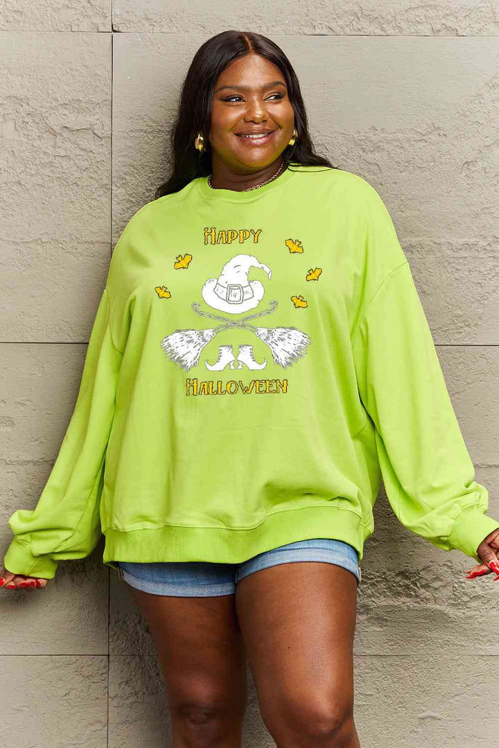 Simply Love Full Size HAPPY HALLOWEEN Graphic Sweatshirt