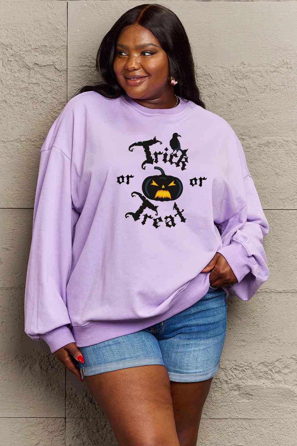 Simply Love Full Size TRICK OR TREAT Graphic Sweatshirt