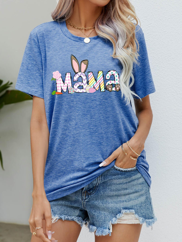 Easter MAMA Graphic Round Neck T-Shirt - BELLATRENDZ