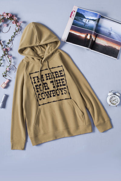 Letter Graphic Hoodie with Kangaroo Pocket