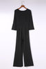 Twisted Plunge Three-Quarter Sleeve Jumpsuit - BELLATRENDZ