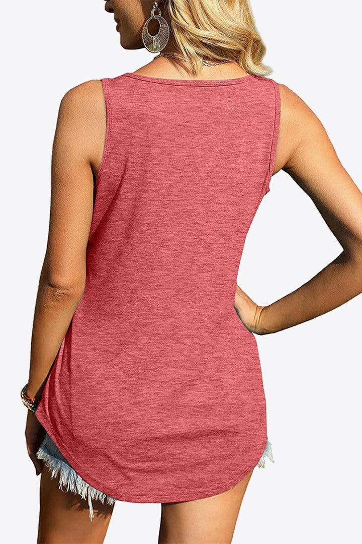 Curved Hem Square Neck Tank - BELLATRENDZ