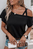 Crisscross Asymmetrical Neck Short Sleeve Top - BELLATRENDZ