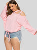 Plus Size Cold-Shoulder Tied Top - BELLATRENDZ