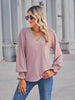 V-Neck Eyelet Flounce Sleeve Blouse