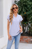 Notched Neck Puff Sleeve Blouse