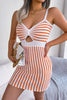 Striped Cutout Spaghetti Strap Knit Dress