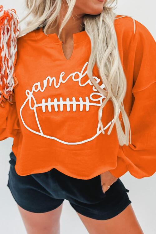 GAME DAY Ball Graphic Notched Sweatshirt