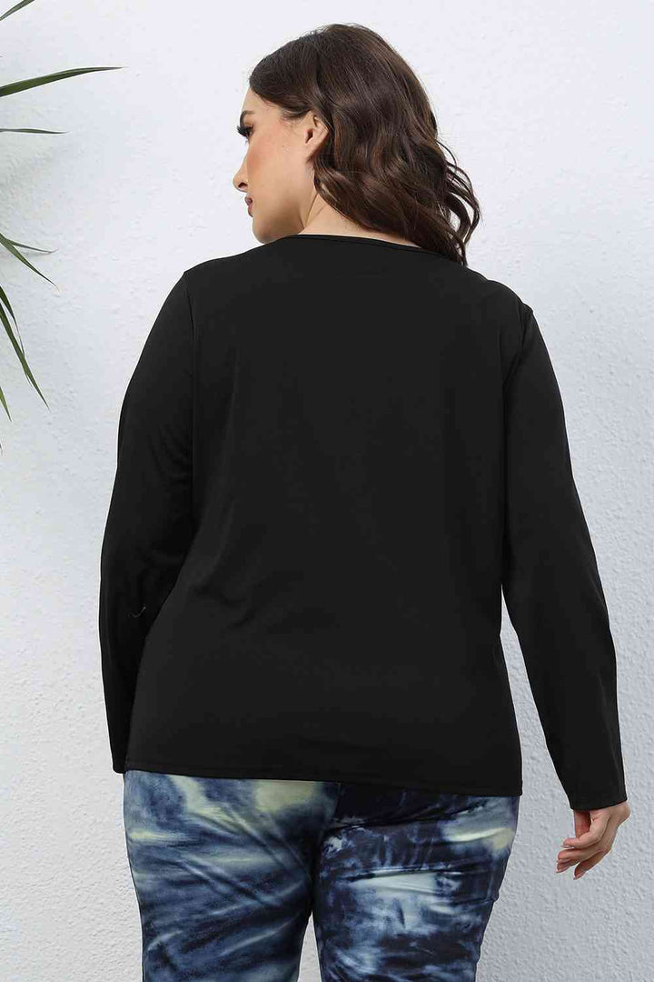 Plus Size Cutout Front Long Sleeve T-Shirt