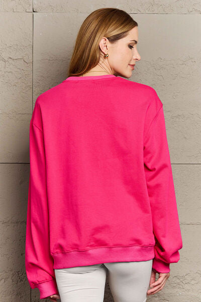 Simply Love Full Size 2024 Round Neck Dropped Shoulder Sweatshirt
