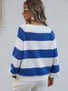 Striped Raglan Sleeve Ribbed Trim Knit Top - BELLATRENDZ