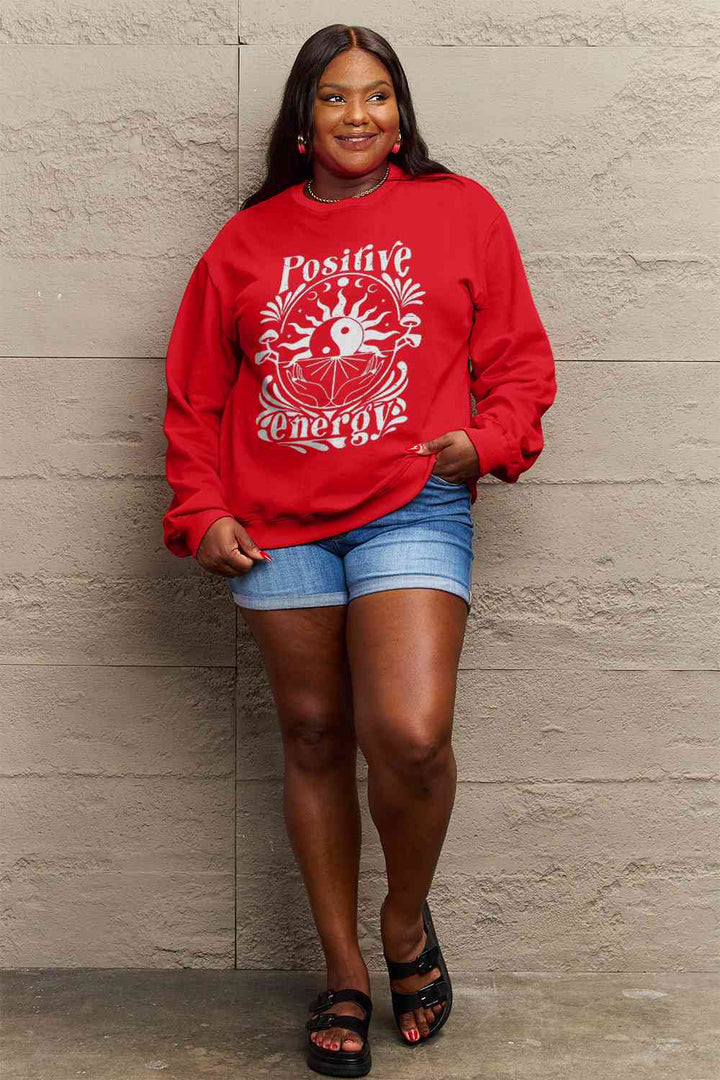 Simply Love Full Size POSITIVE ENERGY Graphic Sweatshirt