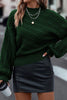 Cable-Knit Mock Neck Dropped Shoulder Sweater