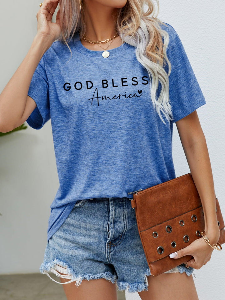 GOD BLESS AMERICA Graphic Short Sleeve Tee - BELLATRENDZ