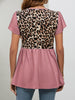 Leopard Round Neck Flutter Sleeve Babydoll Blouse - BELLATRENDZ