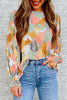 Printed Flounce Sleeve Buttoned Blouse - BELLATRENDZ