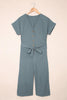 Tie-Waist Buttoned Cropped Jumpsuit - BELLATRENDZ