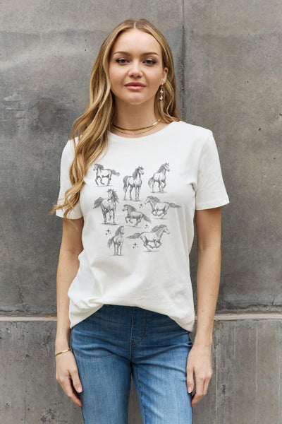 Simply Love Horse Graphic Cotton T-Shirt